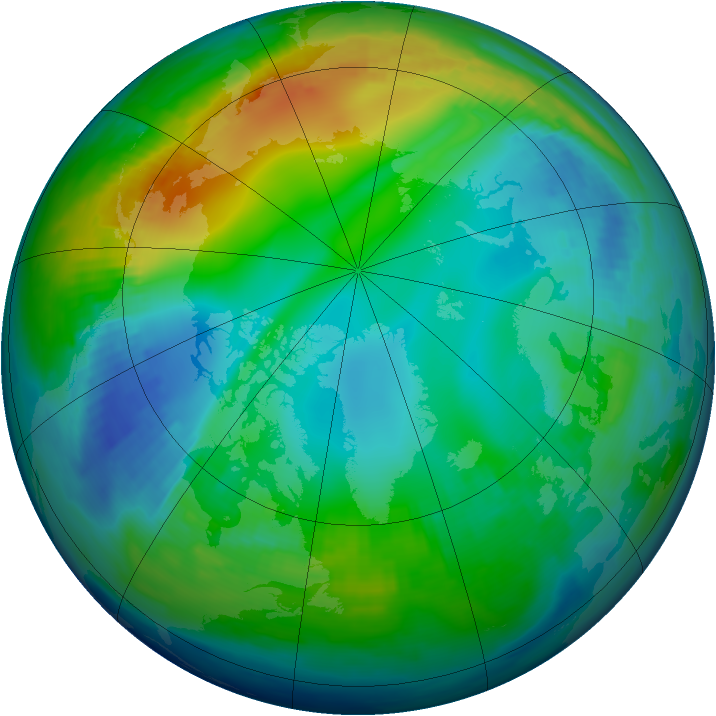 Arctic ozone map for 23 November 1997